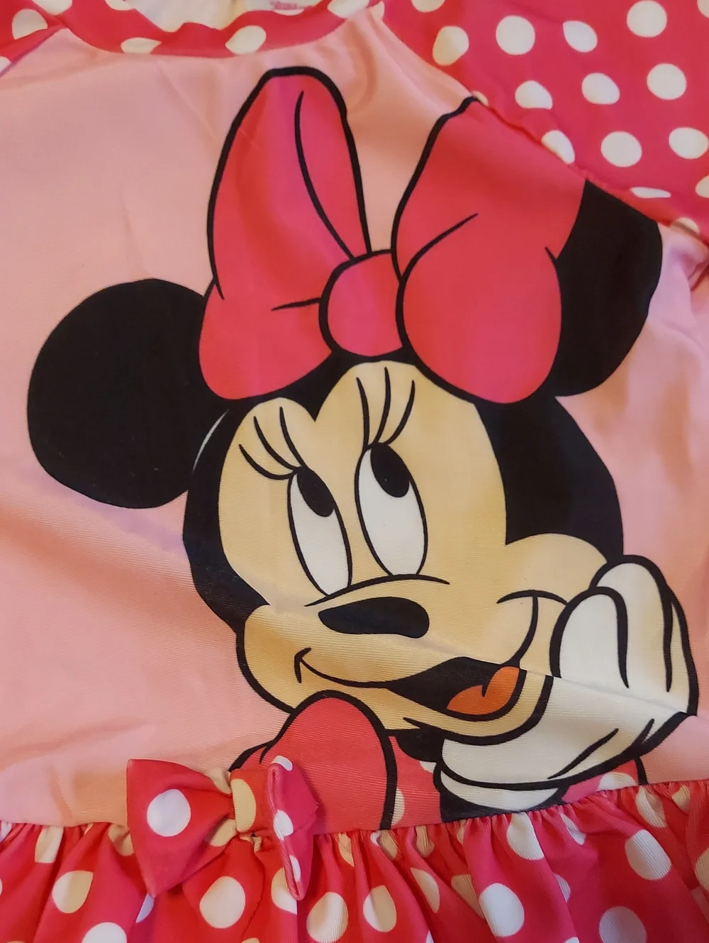Disney Minnie Mouse pink polka dot long-sleeve rash guard bikini bottom 2PC Suit